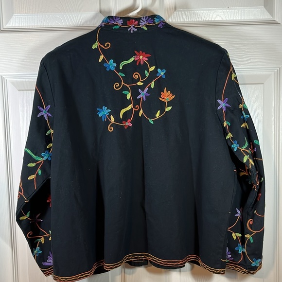 EXC Embroidered Jacket Vintage Embellished Floral Women’s Petite PL Cotton - Picture 2 of 16